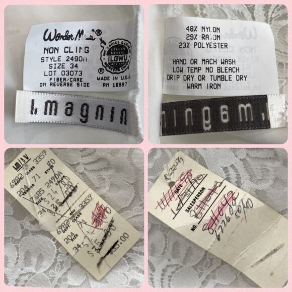 NWT Vintage 90s Wondermaid Bridal White Satin & Lace Full Slip Dress Size 34 - Picture 13 of 13